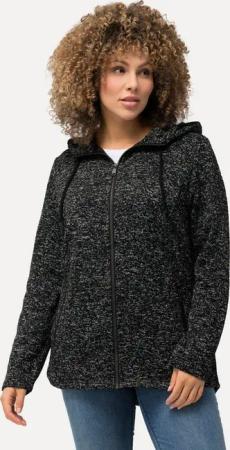 Ulla Popken Sweatjacke Strickfleece-Jacke Kapuze Reißverschlusstaschen