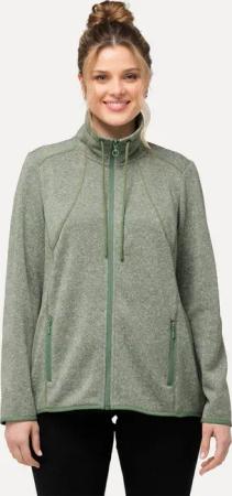 Ulla Popken Sweatjacke Strickfleece-Jacke Rauten Stehkragen Zipptaschen