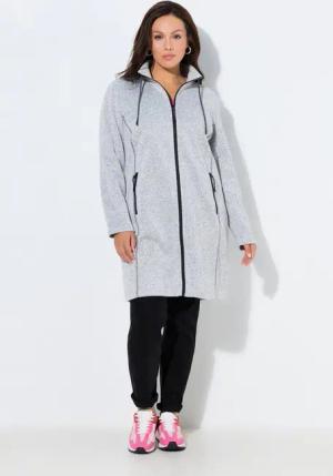 Ulla Popken Sweatjacke Strickfleecejacke Stehkragen lang Zipptaschen