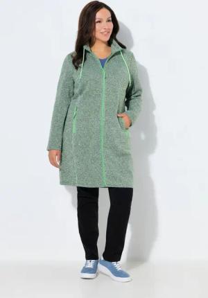 Ulla Popken Sweatjacke Strickfleecejacke Stehkragen lang Zipptaschen