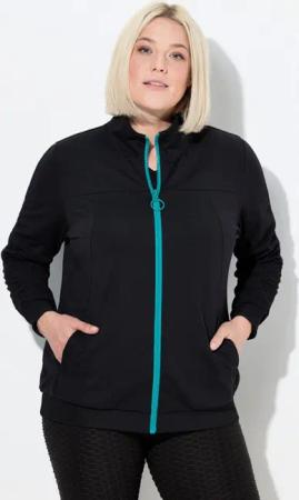 Ulla Popken Sweatjacke Sweatjacke Ärmel-Raffband Kapuze