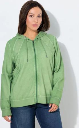Ulla Popken Sweatjacke Sweatjacke cold dyed Kapuze Langarm