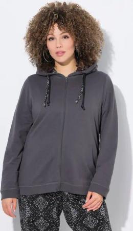 Ulla Popken Sweatjacke Sweatjacke Kapuzenfutter mit Schlangenmuster