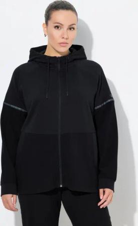 Ulla Popken Sweatjacke Sweatjacke Reflektor-Bänder Kapuze halb Ottoman