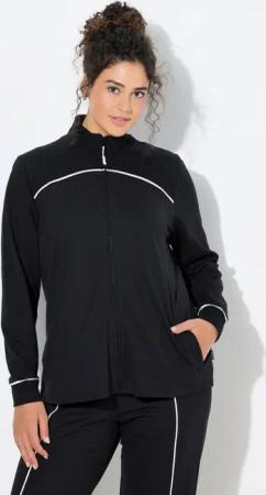 Ulla Popken Sweatjacke Sweatjacke Rippeinsätze Stehkragen Langarm
