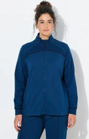 Ulla Popken Sweatjacke Sweatjacke Rippeinsätze Stehkragen Langarm