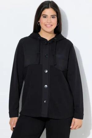 Ulla Popken Sweatjacke Sweatjacke Waffelpiqué Kapuze Langarm