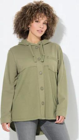 Ulla Popken Sweatjacke Sweatjacke Waffelpiqué Kapuze Langarm