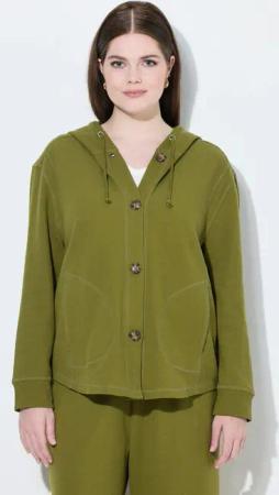 Ulla Popken Sweatjacke Sweatjacke Waffelstruktur Kapuze Biobaumwolle