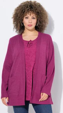 Ulla Popken Sweatjacke Sweatjacke Waffelstruktur offene Form Langarm