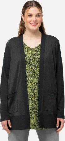 Ulla Popken Sweatjacke Sweatjacke Waffelstruktur offene Form Langarm