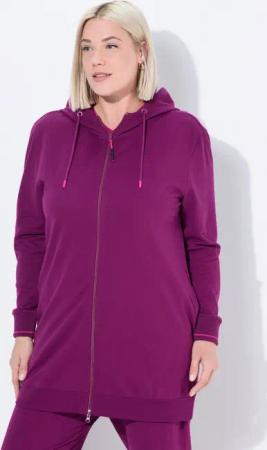 Ulla Popken Sweatjacke Sweatjacke Zierpaspel Oversized Kapuze