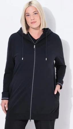 Ulla Popken Sweatjacke Sweatjacke Zierpaspel Oversized Kapuze