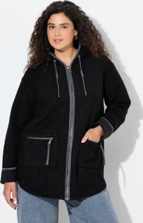 Ulla Popken Sweatjacke Teddyjacke Kapuze Zipptaschen Fleecefutter