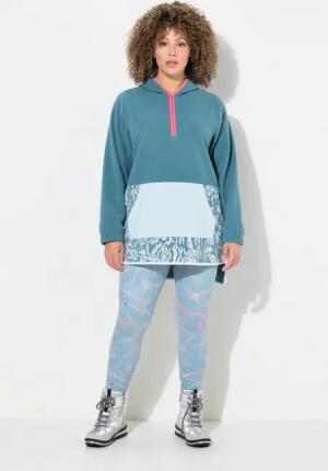 Ulla Popken Sweatshirt Fleece-Hoodie Kängurutasche Kapuze Langarm