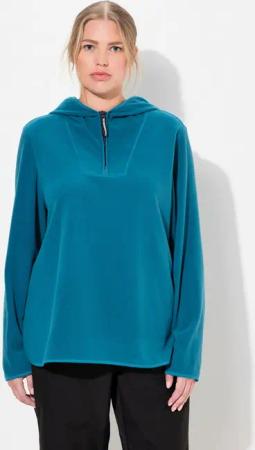 Ulla Popken Sweatshirt Fleece-Troyer kurz Oversized Kapuze Langarm
