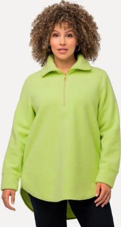 Ulla Popken Sweatshirt Fleeceshirt A-Linie Stehkragen Zipper Langarm