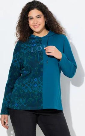 Ulla Popken Sweatshirt Hoodie Patchdruck Kapuze Langarm