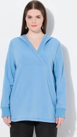 Ulla Popken Sweatshirt Hoodie Schalkragen-Einsatz Langarm Biobaumwolle