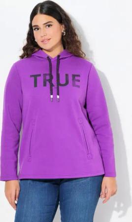 Ulla Popken Sweatshirt Hoodie True Kapuze Kordel Taschen Langarm