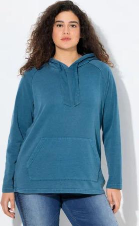 Ulla Popken Sweatshirt Hoodie Vintage-Look verzierte Kordel Langarm