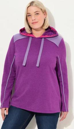 Ulla Popken Sweatshirt Hoodie Waffelpikee A-Linie Kapuze Langarm