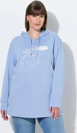 Ulla Popken Sweatshirt Hoodie Zierperlen Kapuze Langarm Biobaumwolle