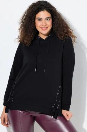 Ulla Popken Sweatshirt Hoodie Zierschnürung Kapuze Langarm