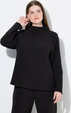 Ulla Popken Sweatshirt Jacquard-Sweatshirt Stehkragen Langarm