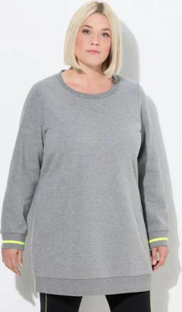 Ulla Popken Sweatshirt Long-Sweater Schriftdruck Rundhals Langarm