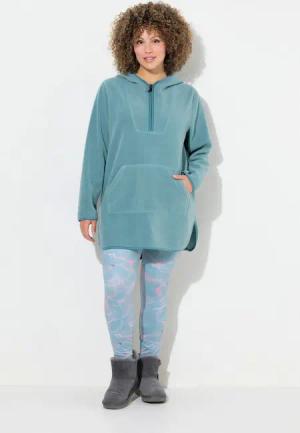 Ulla Popken Sweatshirt Long-Teddy-Fleecepullover Kapuze Zipper Langarm