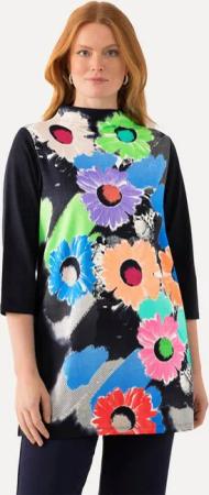 Ulla Popken Sweatshirt Longshirt A-Linie Stehkragen 3/4-Arm