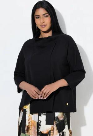 Ulla Popken Sweatshirt Punto-Sweatshirt A-Linie Stehkragen 3/4-Arm