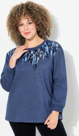 Ulla Popken Sweatshirt Sweater Pailletten Rundhals Langarm