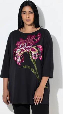 Ulla Popken Sweatshirt Sweatshirt A-Linie U-Boot-Ausschnitt 3/4-Arm