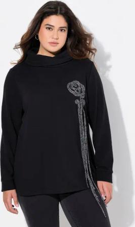 Ulla Popken Sweatshirt Sweatshirt Blüten Stehkragen Langarm