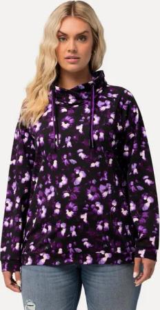 Ulla Popken Sweatshirt Sweatshirt Blüten Stehkragen Raglan-Langarm