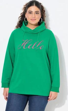 Ulla Popken Sweatshirt Sweatshirt Classic Fit HELLO Stehkragen
