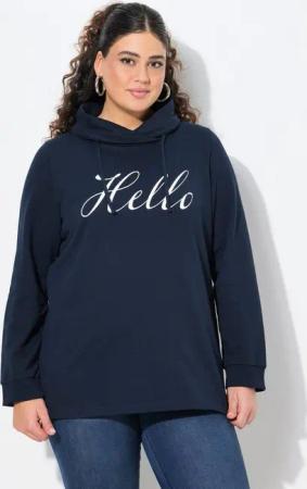 Ulla Popken Sweatshirt Sweatshirt Classic Fit HELLO Stehkragen