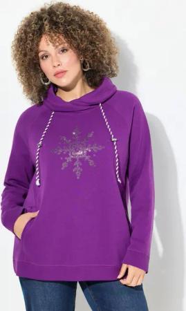 Ulla Popken Sweatshirt Sweatshirt Eisstern Stehkragen Taschen Langarm