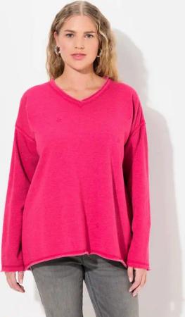 Ulla Popken Sweatshirt Sweatshirt Flocksterne Oversized V-Ausschnitt