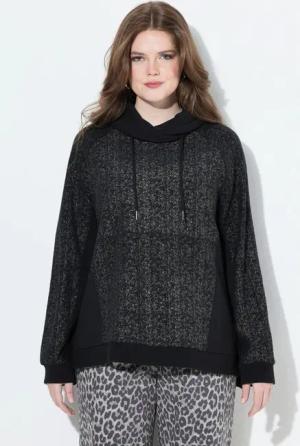 Ulla Popken Sweatshirt Sweatshirt Glitzereffekt Stehkragen Langarm