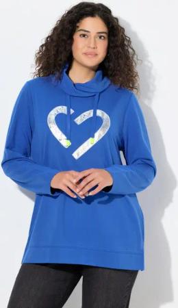 Ulla Popken Sweatshirt Sweatshirt Herz Stehkragen Langarm