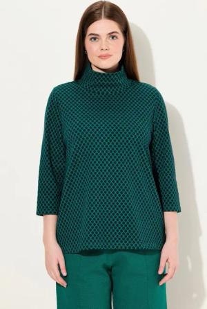 Ulla Popken Sweatshirt Sweatshirt Jacquard Stehkragen 3/4-Arm