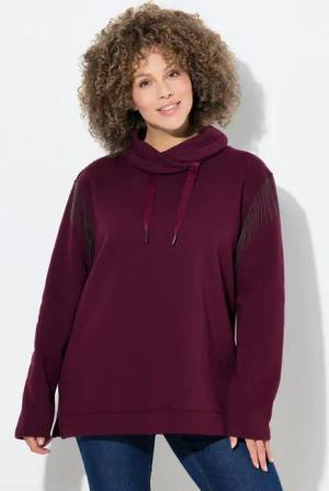 Ulla Popken Sweatshirt Sweatshirt Kettenfransen Stehkragen Langarm