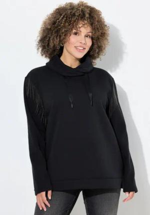 Ulla Popken Sweatshirt Sweatshirt Kettenfransen Stehkragen Langarm