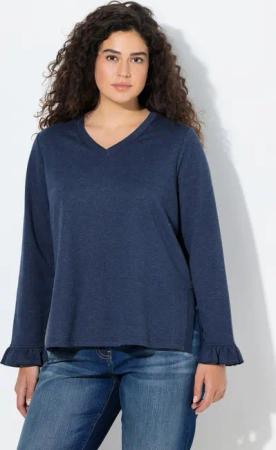 Ulla Popken Sweatshirt Sweatshirt lange Seitenschlitze V-Ausschnitt