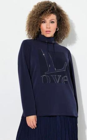 Ulla Popken Sweatshirt Sweatshirt Love Stehkragen Langarm