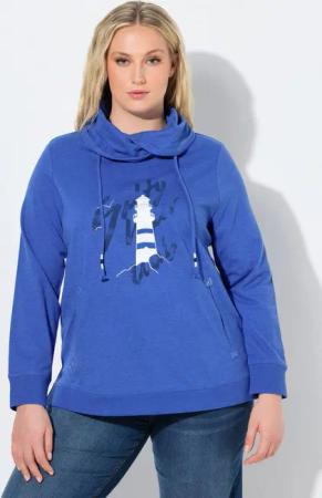 Ulla Popken Sweatshirt Sweatshirt maritimes Motiv Stehkragen Langarm