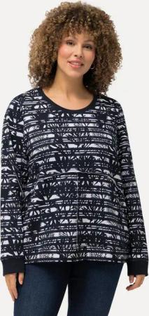 Ulla Popken Sweatshirt Sweatshirt offene Kanten Rundhals Langarm